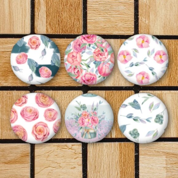 Watercolor Floral Fridge Magnets Set Of 6 Metal Magnets For Home Office Kitchen - Picture 7 of 7